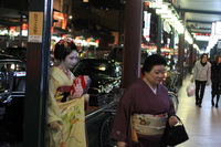 Geiša ir maiko Kijoto gatvėje, Japonija