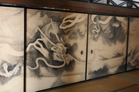 Tradicinis sienos piešinys Rioandžio šventykloje, Kijotas, Japonija